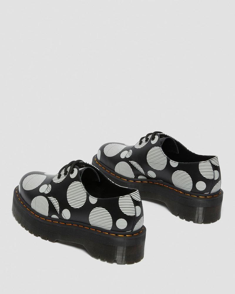 Dr Martens 1461 Polka Dot Smooth Læder Platform Sko Dame Sort | DK 387HAP